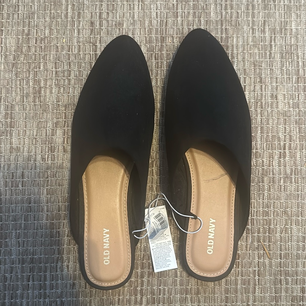 Old Navy Black Slip On Mules Nwt
